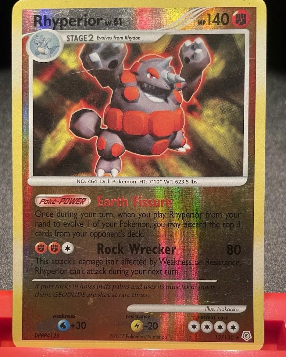 Rhyperior 12/130 Diamond and Pearl Reverse Holo Rare MP Pokemon Card 2007