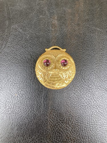 Owl Gold Tone Compact Revlon Intimate Solid Perfume Vintage Collectible
