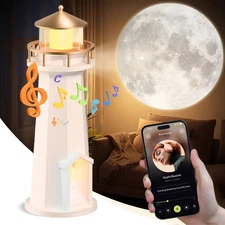 Moon Lighthouse Lamp, LED Moonlight Projector Lamp✨Speaker with wireless charge✨