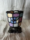 PartyLite Hydrangea Tiffany Style Stained Glass Votive Tea Light Candle Holder