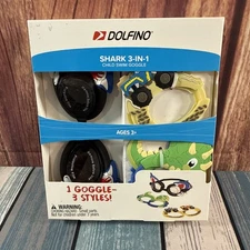 Dolfino 3-in-1 Swim Goggles Set  Sharks, Dino, & Trucks  Kids Unisex Multi