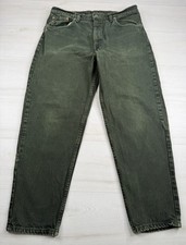 Vtg Levis 550 Jeans Green Relaxed Fit Grunge Faded Distressed 90s USA Made 35x30