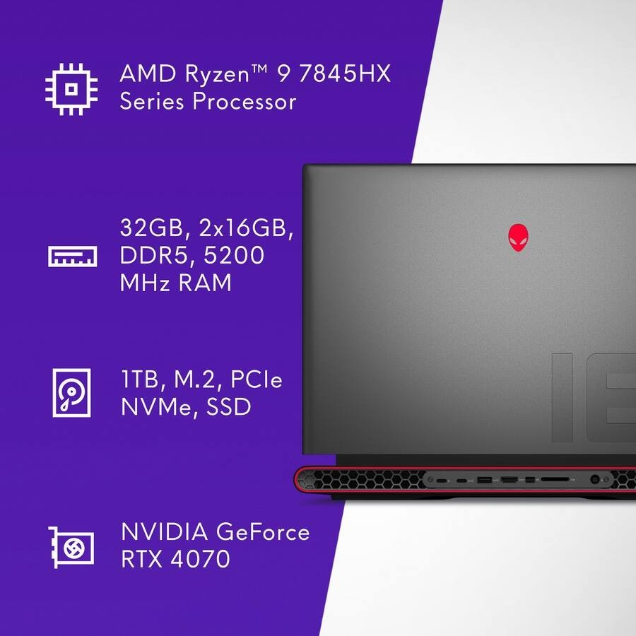 Alienware - m18 18" 480Hz Gaming Laptop FHD+ - AMD Ryzen 9 7000 Series ...