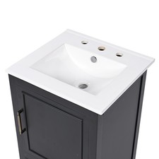 Black Bathroom Vanity with Semilune Ceramic Sink, Ample Storage, MDF  Real