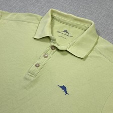 Tommy Bahama Polo Shirt Mens L Green Short Sleeve Collared Embroidered