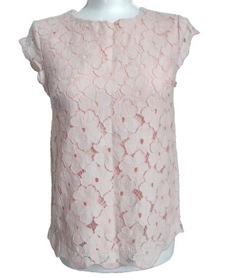 LINDEX Holly & Whyte Rosa Spitze Bluse Oberteil Flügelärmel Gefüttert Größe U...