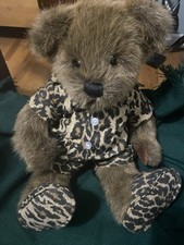 Nick  Nora Dakin Brown Teddy Bear W/Leopard Pjs  Slippers Plush Stuffed Animal