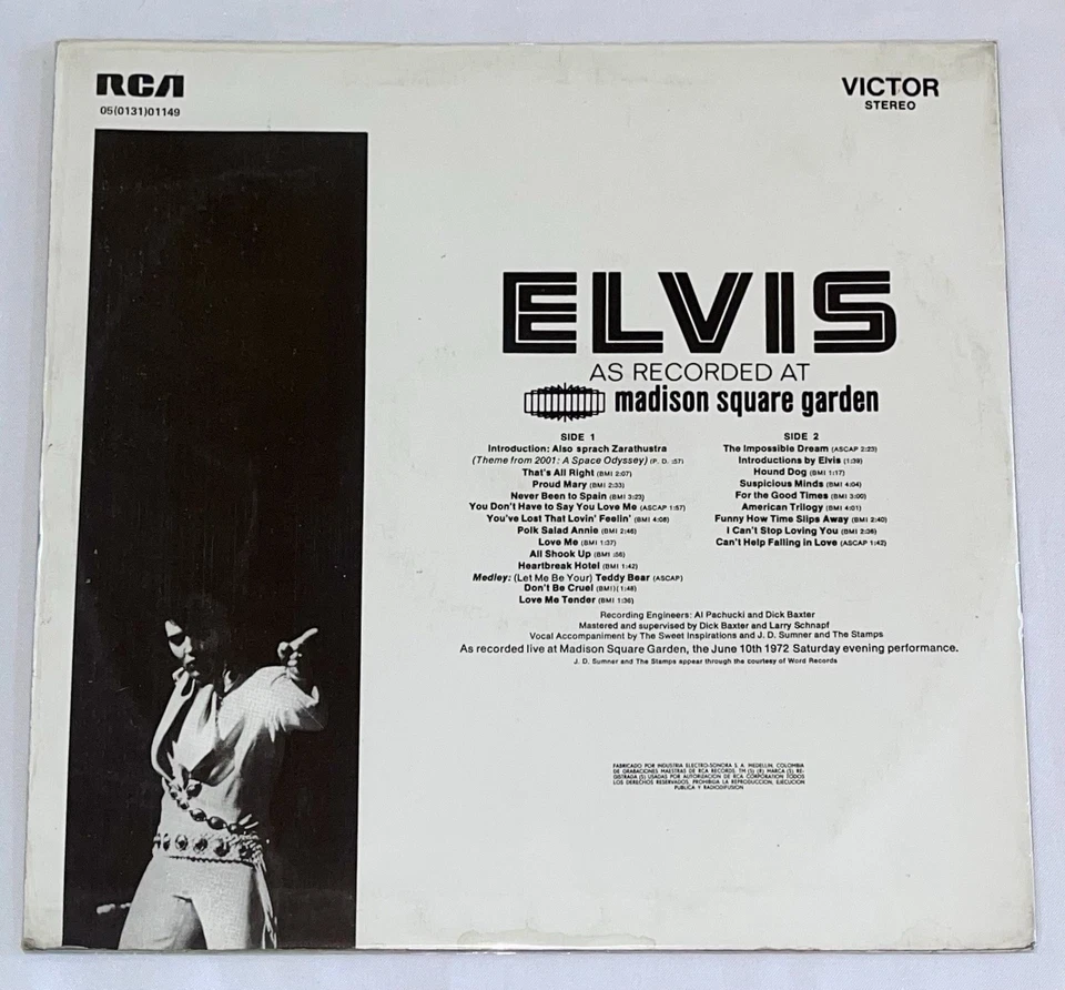 Elvis Presley ‎– Elvis As Recorded At Madison Square Garden - RCA Colombia - Изображение 2 из 4