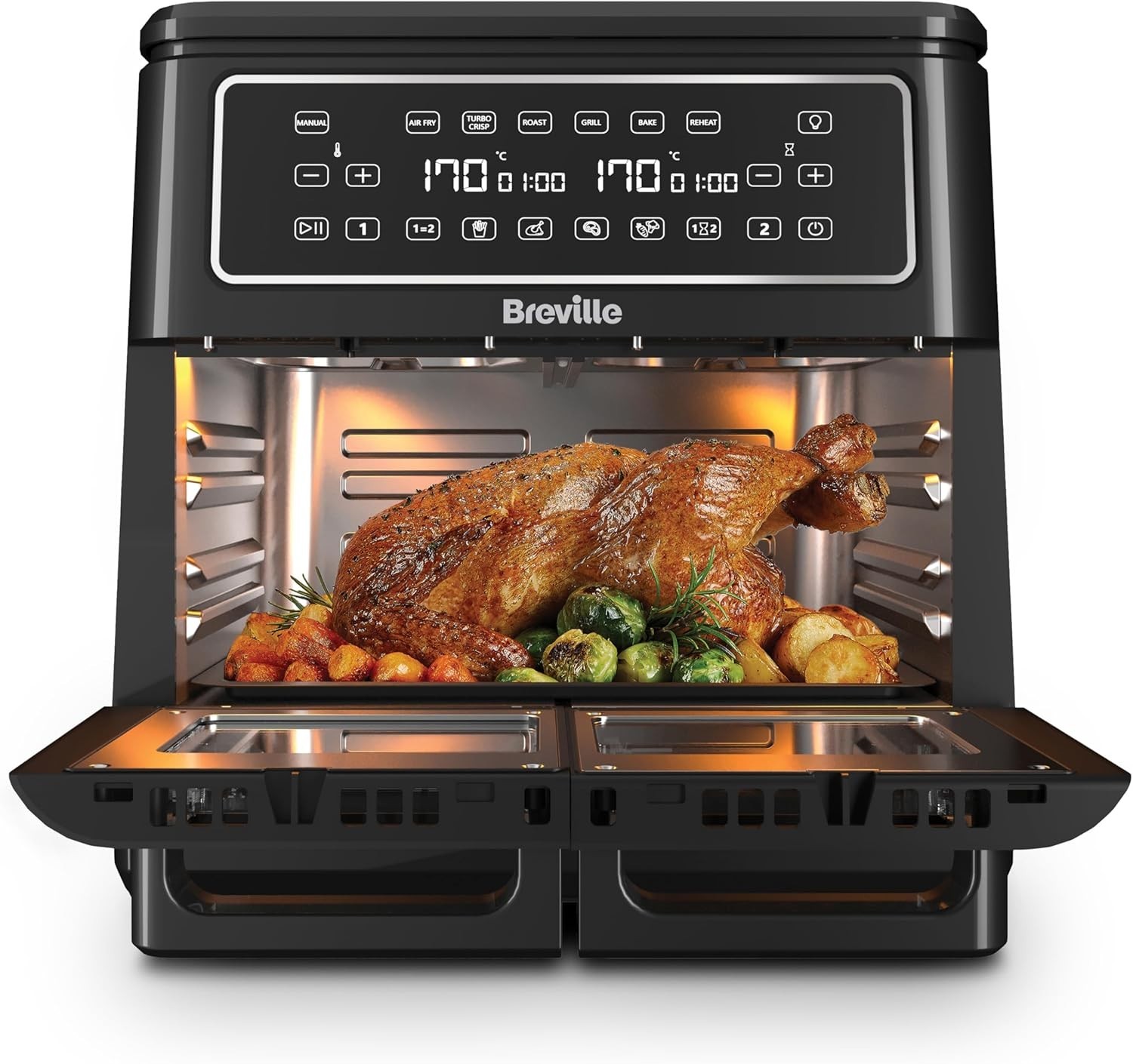 Breville Halo Flexi Air Fryer | Digital Dual Air Fryer Oven | 11L: Serves 10+ Pe