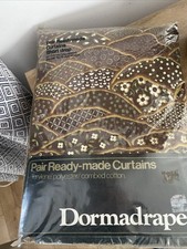 Vintage DORMA Curtains Pair Drop 54’’ To Fit A 6ft Wide Window Brown 70’s 80’s