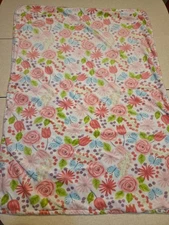 Parents Choice Fleece Baby Blanket Pink Flowers Butterflies Garden Cozy