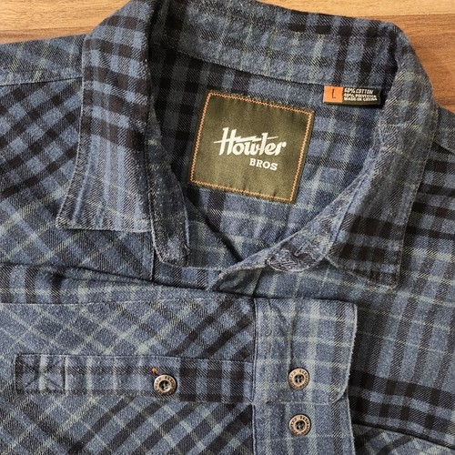 Howler Brothers Shirt Large Shadow Plaid Seascape Blue Harker's Flannel