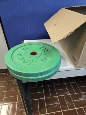 YORK 10 kg Green Grip Weight Plate 1.5 in Width Gym Training Weight Lifting x2