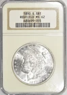 1890-S MORGAN DOLLAR ~ REDFIELD COLLECTION ~ NGC MS62