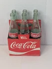 Lot Of 6 Vintage 16oz. Coca Cola Glass Soda Bottles W/ Cardboard Carrier