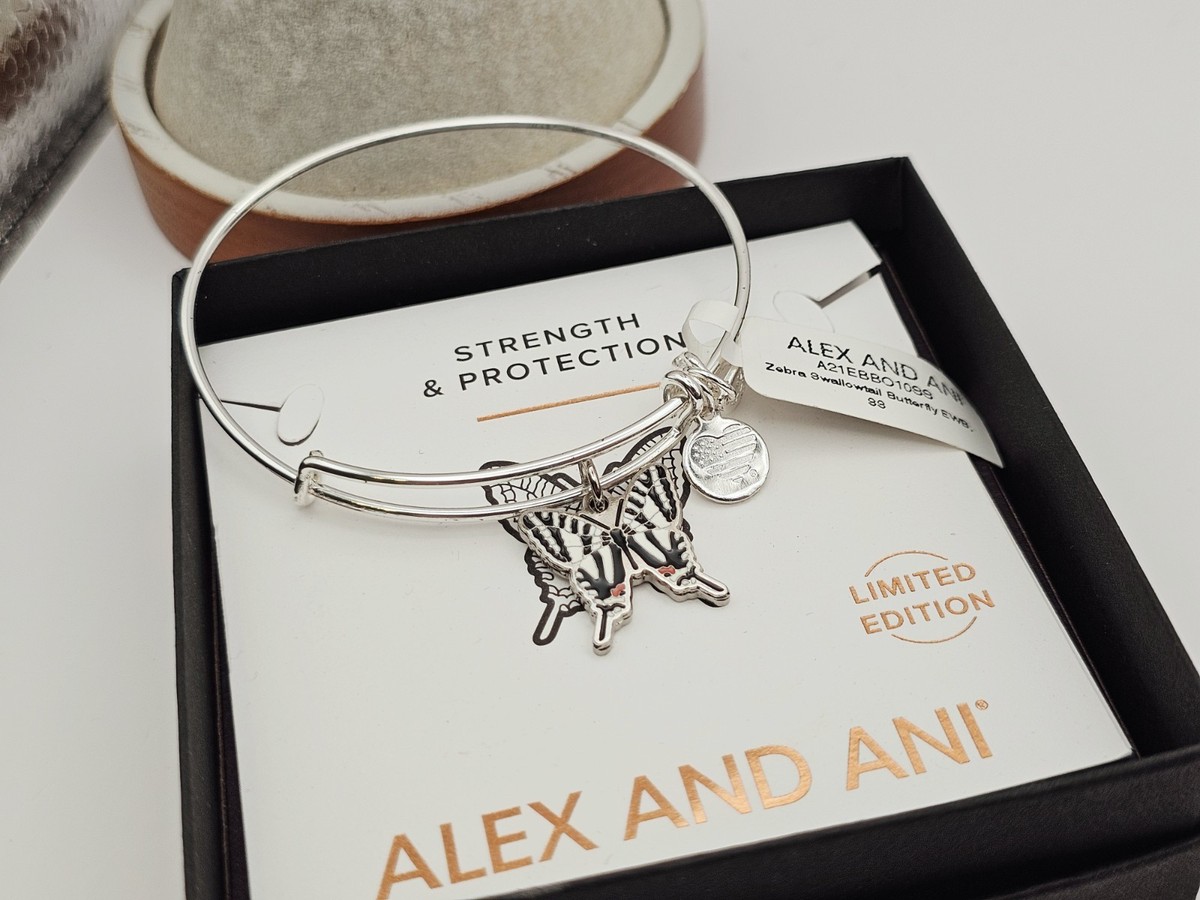 Alex Ani Zebra Swallowtail Butterfly Silver Charm Bracelet New