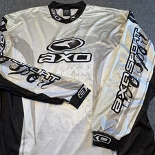 Vintage AXO TEAM ISSUE Padded Long Sleeve White Black Motocross Jersey Shirt XL