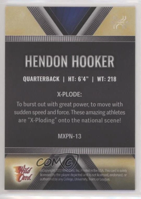 2022 Wild Card MATTE National Convention Blue - Gold X 1/1 Hendon Hooker 2h4 - Image 2 of 3