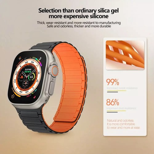 Magnetic Strap For iWatch Ultra 2 Series 10 9 8 7 SE 6 5 Silicone iWatch Band - Picture 5 of 44