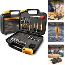34-Piece High-Speed Steel Woodworking Drill Bit Set - Includes Countersink Bits