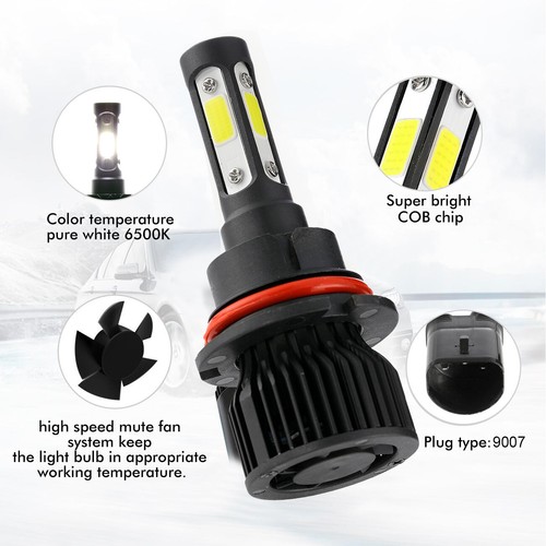 4-sides 9007 LED Headlight Bulbs Conversion Kit High Low Beam 6500K Super White - Picture 3 of 12