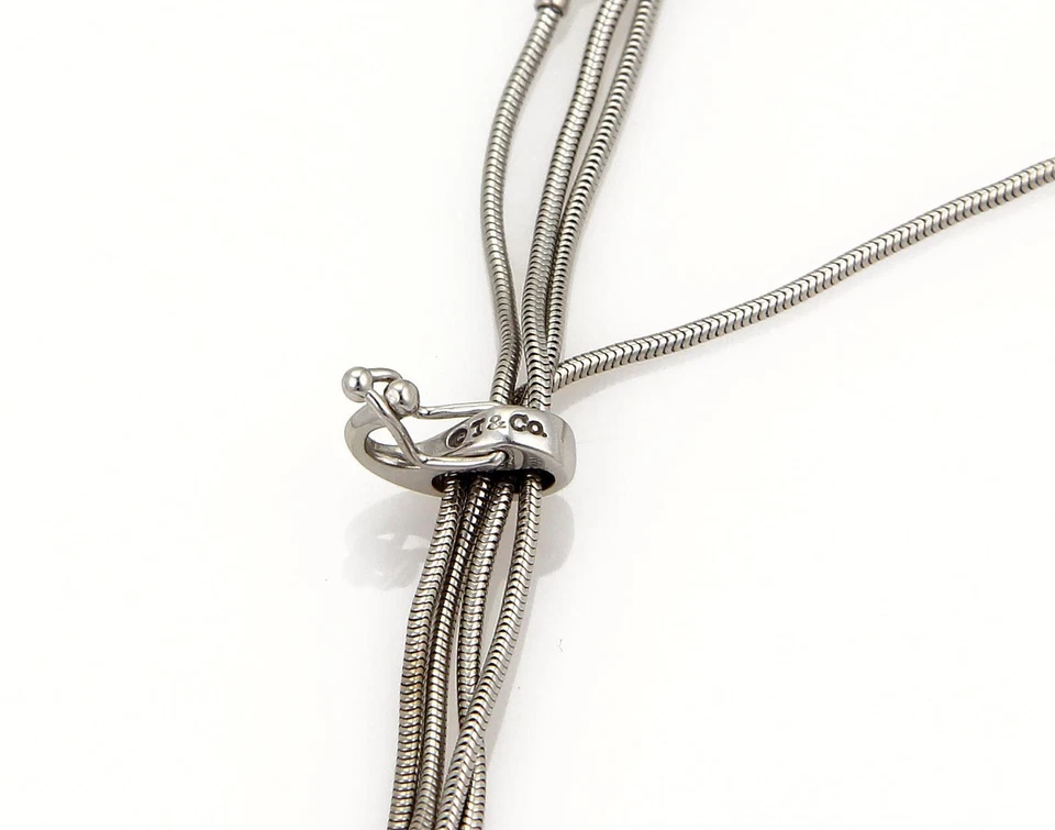 Collar Tiffany & Co. Oro 18k Blanco Multi Cadena Lanzas Cuelga Estilo Lariat Foto 3 de 4