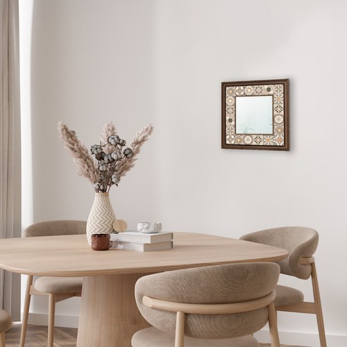 Handmade Mirror Wall Decor Hanging Wooden Frame Natural Stone Home Decor Gift - Picture 68 of 146