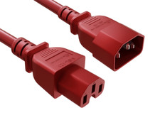 PDU Server Power Cord IEC320 C14 to IEC320 C15 , Red - 1/2/3/4/5/6/7/8/10/15 ft