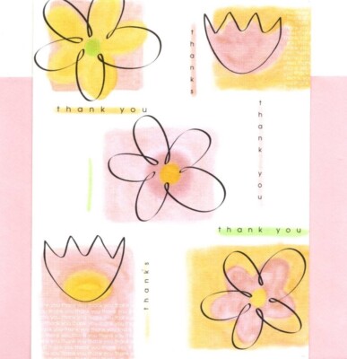 Pink Garden Flower Flowers Thank You Notecards Note Cards Hallmark - Set of 8
