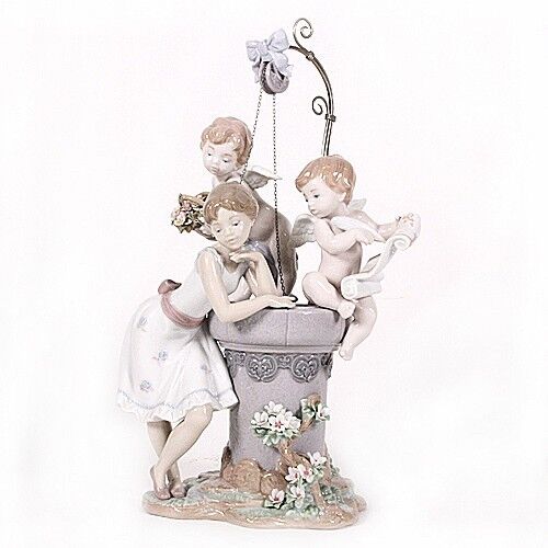 Lladro #1882 "May My Wish Come True" Young Girl at Wishing Well Rare! Retired! - 第 1/5 張圖片