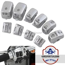 10pcs Chrome Handlebar Control Switch Housing Cover  Cap Buttons For Harley Dyan