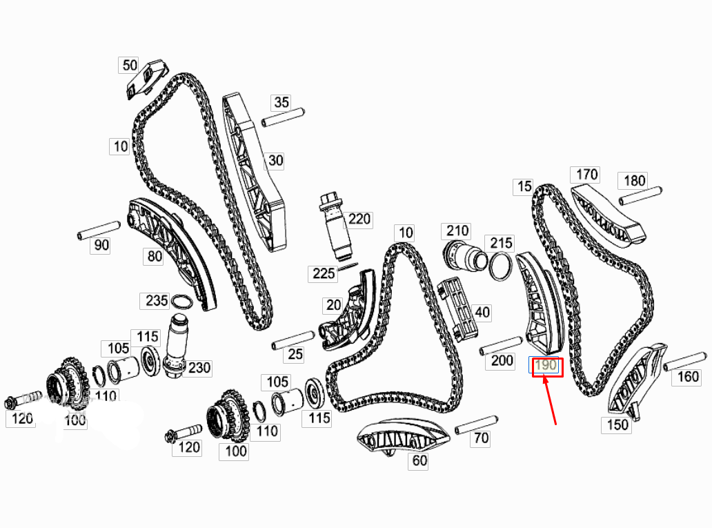 MERCEDES-BENZ C W205 Motorkettenspanner unten rechts A1770522600