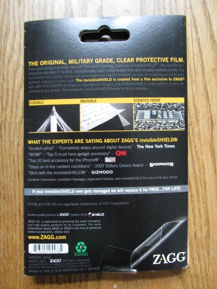 ZAGG Invisible Shield - HTC EVO 4G - Cell Phone Screen Protection - Sealed NEW - Image 2 of 2
