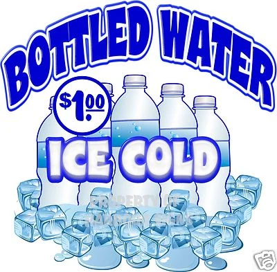 HARBOUR SIGNS Ice Cold Bottled Water $1.00 Drinks Concession Food Truck Decal 14" Sticker