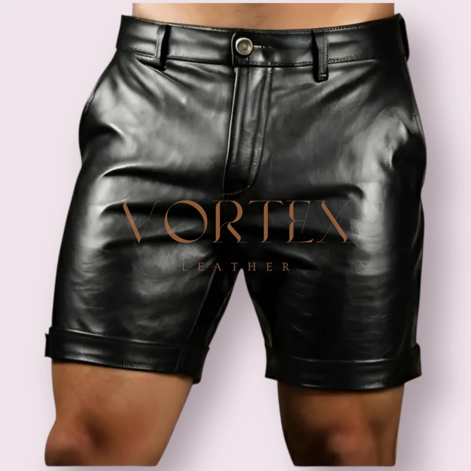 PUMA Pantaloncini corti da uomo in vera pelle di agnello neri stile gay