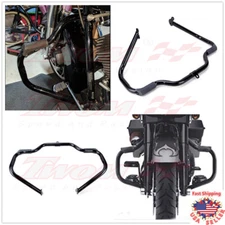 Black Engine Guard Rail Crash Bar For Harley Touring Road King Glide FLH 2009-18