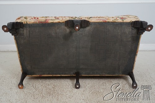 67593: Vintage Queen Anne Wing Back Loveseat Settee w. Crewelwork - Picture 21 of 22