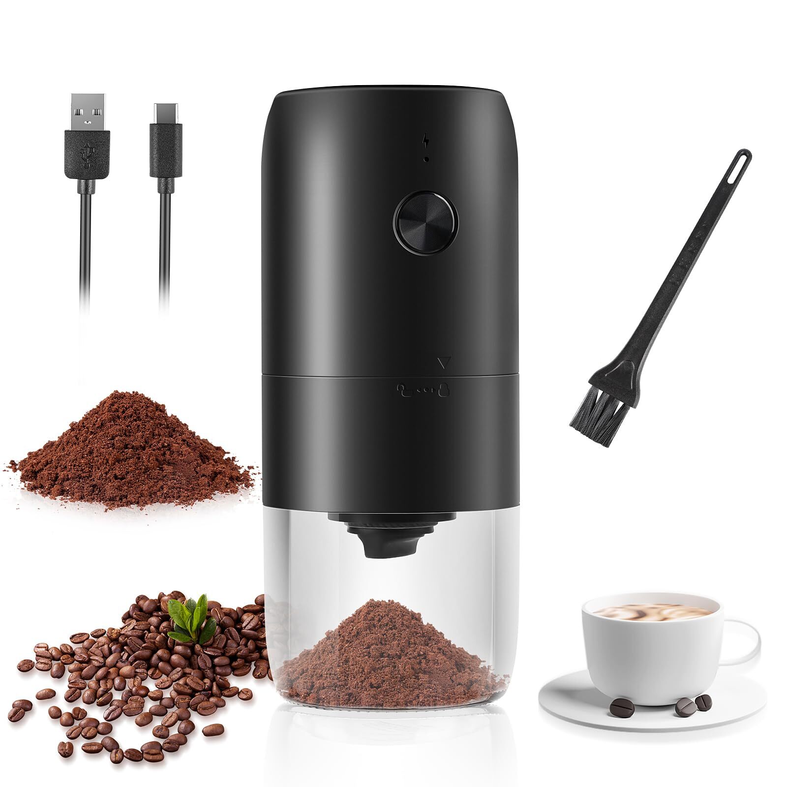 Weinsamkeit Macinacaffè Elettrico, Coffee Grinder Portatile con Macina Conica in