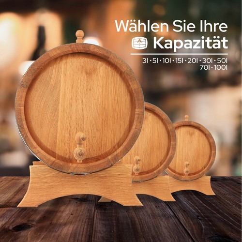 3L Eichenfass Whiskyfass inkl. Hahn & Ständer – Handgefertigt für Reifung & Deko - Bild 3 von 16