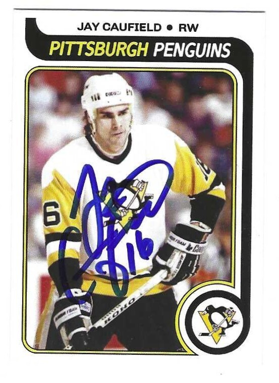 Signed JAY CAUFIELD Pittsburgh Penguins Custom Card w/Show Ticket