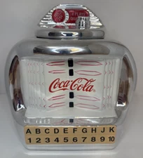 Coca Cola Jukebox Cookie Jar Gibson Ceramic Chrome Painted Large 10x9.5x6.5" Vtg