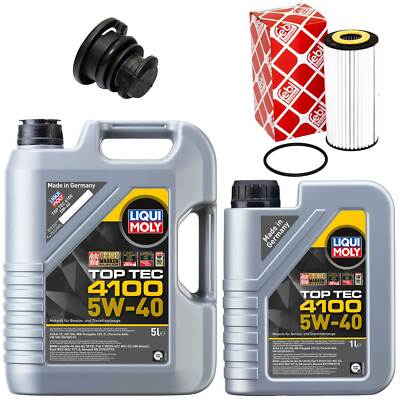 Motoröl Filter Set 5W-40 LIQUI MOLY 6 Liter + Schraube für Audi A3 Seat Skoda VW