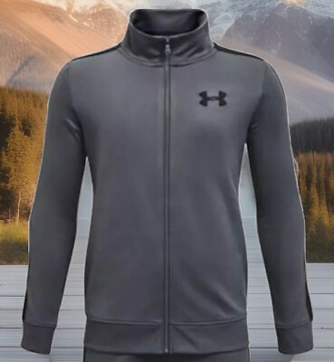 UNDER ARMOUR Rival Strick Trainingsjacke M ältere Jugendliche Jungen grau schwarz Full Zip