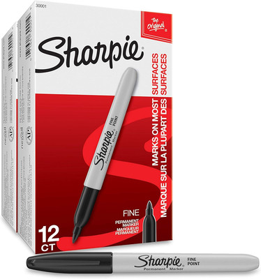 Permanent Markers, Fine Point, Black, 24-Count
