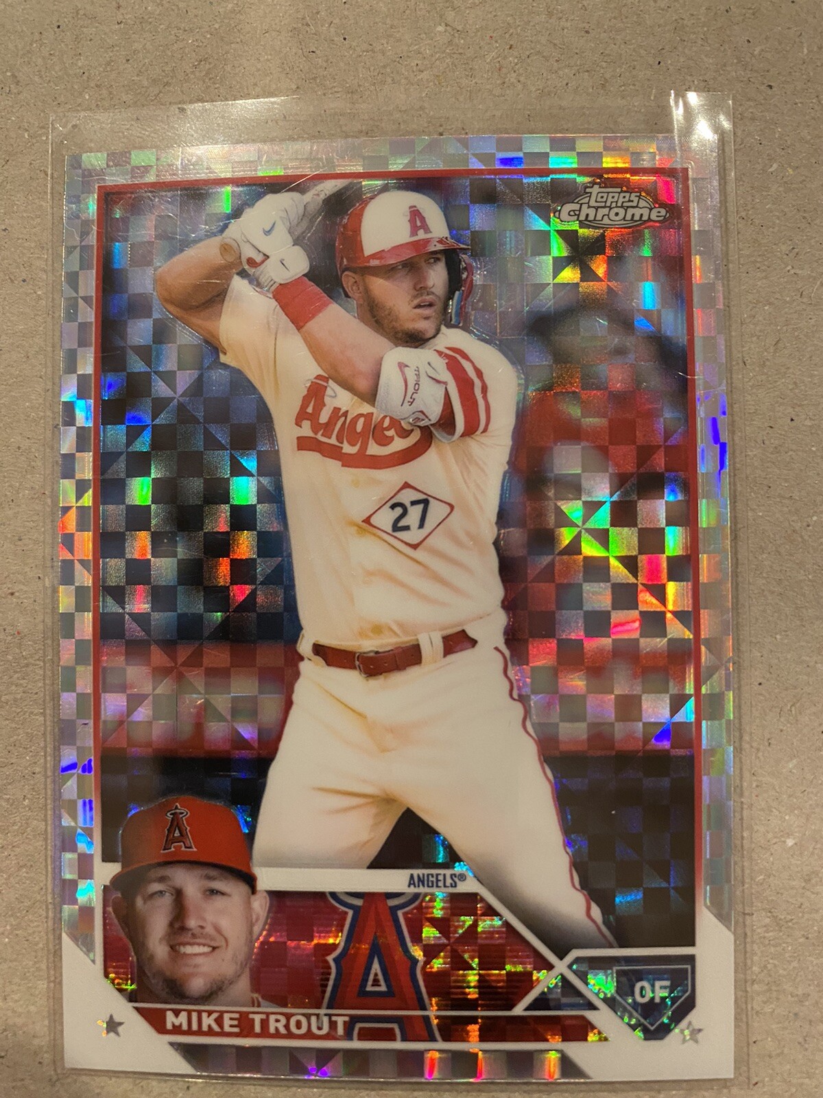 Mike Trout 2023 Topps Chrome Prism Refractor #27 Angels
