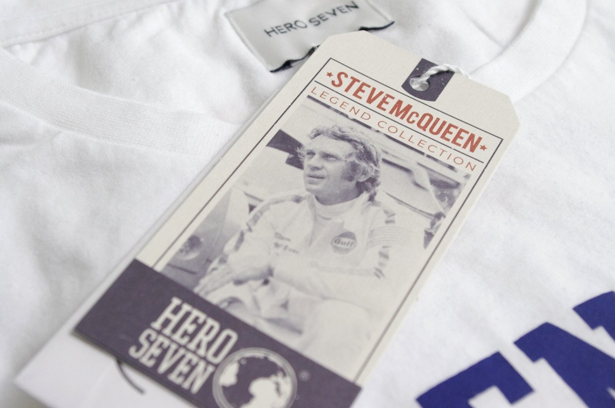 T-shirt Hero Seven Steve McQueen Legend – Gris Chiné, Manches Courtes, Coton