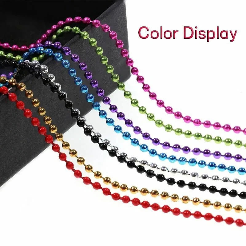 Cadena de cuentas de metal para atar moscas de 45/60 cm colorida cadena de mancuernas de cobre ojos 1,2-4,5 mm Foto 4 de 4