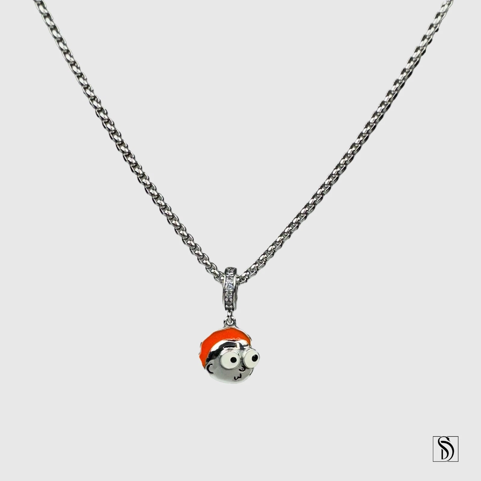 Collier pendentif Rick et Morty, personnage Morty premium argent sterling 925