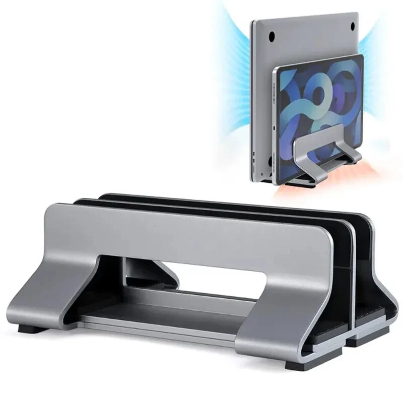 Adjustable Tool-Free Aluminum Vertical Laptop Stand 12-30mm