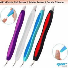 4 Pack Cuticle Pusher Trimmer Cutter Remover Pedicure Nail Art Tool Dual Sided